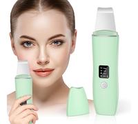 (Green) Skin Scrubber, Ultrasonic Skin Spatula Blackhead Remover with 4 Modes, USB Rechargeable Facial Pore Cleaner Comedones Extractor Wrinkle Remover