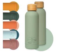 Green Slim Stainless Steel Water Flask 500ml - Soft Feel Matte Finish, No straw Insulated Flask is BPA-Free, Leakproof bottle - Preppy Insulated Water Bottle - Ideal for Travel, Gym & Hiking. Sage