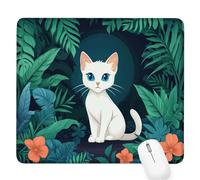 Green Small Mouse Mat 11.42×9.45×0.12 in,2026 New Year Gaming Mousepad Cat Mini Desk Pad with Non-Slip Base and Stitched Edge,for Wireless Mouse,Laptop,Office Home,Washable,Roll-up,Gift for Men D-954
