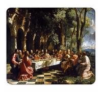 Green Small Mouse Mat 250x200mm Gaming Mouse Pad The Last Supper, Non-Slip Rubber Base, Waterproof Surface, Stitched Edges Mousemat, Compatible with Laser and Optical Mice Wear-Resistant 9-6634