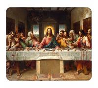 Green Small Mouse Mat 340x280mm Gaming Mouse Pad The Last Supper, Non-Slip Rubber Base, Waterproof Surface, Stitched Edges Mousemat, Compatible with Laser and Optical Mice Wear-Resistant C-7660