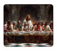 Green Small Mouse Mat 400x300mm Gaming Mouse Pad The Last Supper, Non-Slip Rubber Base, Waterproof Surface, Stitched Edges Mousemat, Compatible with Laser and Optical Mice Wear-Resistant S-4731