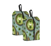 Green Smoothie Bowl Printed Travel Shoe Storage Bag Waterproof Jacquard Fabric is Lightweight, with Strong Handle and Central Zipper.
