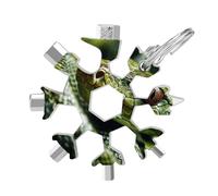 Green Snake 19-in-1 Snowflake Multi Tool, Stainless Steel Metal Snowflake Multitool with Keychain, Compact & Portable Tools for Outdoor Camping Survival Daily Use Gift for Men