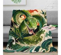 Green Snake 3D Print Microfiber Throw Blanket Soft Fleece Sofa Decor | 50x60inchplush microfiber touch lightweight warmth sofa bed accent bold snake art modern home gift travel layer easy care