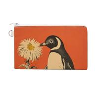 Green Snake Coin Purse Canvas Change Pouch with Zipper Small Cosmetic Organizer Bag Women Wallet for Car Keys, Credit Cards, Cash, Lipstick, A Flower and Penguin, One size