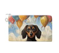Green Snake Coin Purse Canvas Change Pouch with Zipper Small Cosmetic Organizer Bag Women Wallet for Car Keys, Credit Cards, Cash, Lipstick, dachshund hot air balloon, One Size, Dachshund Hot Air