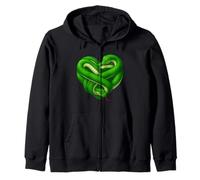 Green Snake Heart Animal Valentines Day Boys Girls Kids Zip Hoodie