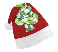 Green Snake in Winter Funny Christmas Hat Unisex Santa Hats Holiday Xmas Cap Classic for New Year Party Decor