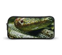 Green Snake Pencil Case Holder Large Capacity Pencil Pouch - Holds 60+ Pens, Slim Pen Bag with Zipper Cosmetic Makeup Bag & Travel Toiletry Organizer