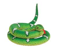 Green Snake Plush Toy Doll 180cm Long Soft Stuffed Cartoon Reptile Simulation Python Animal Figure with Red Tongue for Kids Jungle Decor Role Play Wildlife Doll Prop
