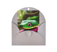 Green Snake Print Adorable Blank Cards& Envelopes,Unique Designs Perfect for Festivals, Invitations