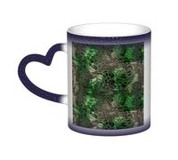 Green Snake Print Ceramic Mug, Black to White Thermochromic Coffee Cup for Home Office Cafe