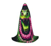 Green Snake Print Hooded Cloak Unisex Variety Wizard Robe Halloween Cosplay And Carnival Gothic