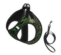 Green Snake Print Pet Leash Vest For Small Dogs Cats, Adjustable Pet Harness Vest, Outdoor Walking Hiking