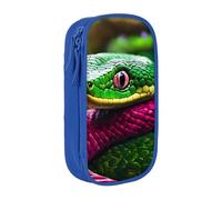 Green Snake Print Practical Pencil Case Multi-Compartment Office Travel School Art Daily Supplies