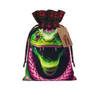 Green Snake Print Reusable Gift Drawstring Eco-Friendly Bags Holiday Wedding Party Favors Pouches