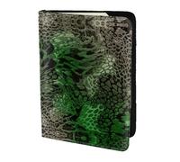 Green Snake Printing Cowhide Passport Holder,Passport Cover,Travel Card Cover Case For Men Women,Documents Protector, Black, One Size