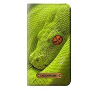 Green Snake PU Leather Flip Case Cover For iPhone 11 PU Leather Flip Case Cover For iPhone 11 with Personalized Your Name on Leather Tag