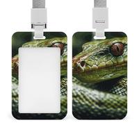 Green Snake Retractable ID Badge Holder with Lanyard - Vertical Badge Reel,Keychain Clip,Name Tag Id Card Holder Protector for Nurse Officer Teacher Security Staff Women Men