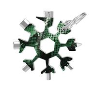 Green Snakeskin 19-in-1 Snowflake Multi Tool, Stainless Steel Metal Snowflake Multitool with Keychain, Compact & Portable Tools for Outdoor Camping Survival Daily Use Gift for Men