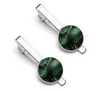 Green Snakeskin 2 Pcs Tie Clips for Men Necktie Tie Bar
