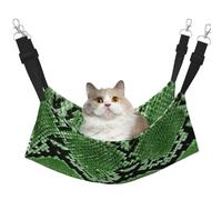 Green Snakeskin Hanging Pet Hammock with Adjustable Straps and Metal Hooks Double Sided Bed