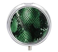 Green Snakeskin Pill Case Pill Box with 3 Compartments