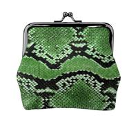 Green Snakeskin Print Charm and Versatile Coin Purse Exquisite Waterproof Kiss Lock Wallet for Keys Cards