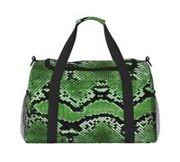 Green Snakeskin Print Everyday Use Travel Duffle Bag Large Capacity Travel Bag Stylish Functional Bag, Black, One Size