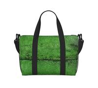 Green Snakeskin Print Large Travel Duffel Bag Foldable Lightweight Weekender Bags, Carry On Overnight Tote Bags, Gym Duffel Bags Hospital Bags Yoga Bags For Women Men, Black, One Size