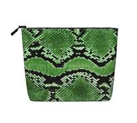 Green Snakeskin Print Makeup Bag, Toiletry Organizer,One Pack for Multiple Daily Uses, Business Trip Companion