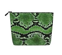 Green Snakeskin Printed Fake Hemp Makeup Bag â€“ Travel Toiletry Organizer, Daily Storage, Business Trip Essential