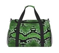 Green Snakeskin Printed Hand-Held Travel Bag, Personal Belongings, Sports and Fitness Bag, Long-Distance Travel