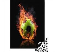 Green Soccer Ball in Yellow Flames Puzzle 38x26cm/1000pcs Puzzles, Die Für Erwachsene Und Personen Ab 14 Jahren Geeignet Sind