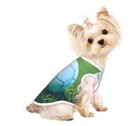 Green Soccer Ball On Grassy Print Comfortable Pet Vest, Sleeveless Breathable Top, for Small Puppy Kitten Daily Wear