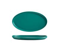 Green Solid Color Ceramic Household Large Oval Plate European-Style Steak Plate Pasta Plate Sushi Plate Roast Chicken Plate Vegetable Plate Fish Plate