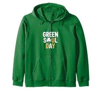 Green Soul Day Irish Shamrock Clover Zip Hoodie