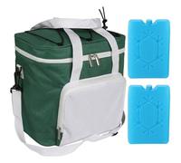 Green, spacious 14L insulated bag with two ice packs, an insulated lunch box (Green and white)