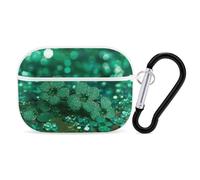 Green Sparkly Spring AirPods Pro 2 Case Cover, Shockproof Hard Shell Protective Case for Women Men, Compatible with Airpod Pro Case 2nd/1st Generation with Keychain-White