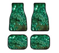 Green Sparkly Spring Car Floor Mats Personalized Anti-Slip Vehicle Front Rear Rugs Classic All-Weather Universal Driver Heel Pad Fit for SUV Vans Sedans Trucks Set of 4pcs