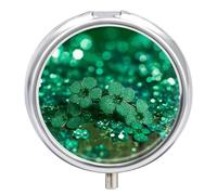 Green Sparkly Spring Pill Case Pill Box with 3 Compartments