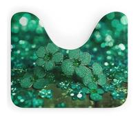 Green Sparkly Spring Toilet Rugs U Shaped Washable, Extra-Soft Plush Bath Mat 20 X 16 Inch Non Slip Toilet Floor Mat Quick Dry Super Absorbent Bathroom Rugs Microfiber Toilet Carpet