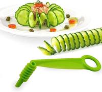 Green Spiral Slicer Portable Cucumber Potato Carrot Slicer Cutter Manual Kitchen Kitchen Gadgets Plastic Garnishing Tool Fruit Vegetable Kitchen Tool