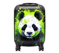 Warren Reed - Designer Green Splashart Panda Face Suitcase Cabin, Multi