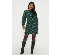 Green Spot Shirred Cuff Mini Dress Dorothy Perkins Green 8