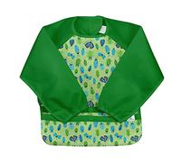 green sprouts Baby 101357 wear Long Bib | Waterproof Protection from Mealtime to Playtime | Flipped Pocket, Soft Material, Elasticized Sleeves, Easy Clean, Green Buglife, 2-4 Years