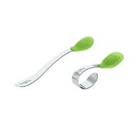 green sprouts Learning Spoon Set | Parent Feeds While Baby Learns | Includes self-Feeding Spoon for Baby to Learn & Feeding Spoon for Adult, Shovel Spoon tip, Silicone tip, Dishwasher Safe