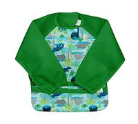 green sprouts - Snap & go easy-wear long sleeve bib - aqua dino jungle - 2-4 years