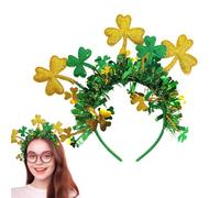 Green St.Patrick's Day Cloverleaf Headbands, GlitterShamrock Hair Band Accessory, Novelty Saint OutfitsHead Boppers, for Saint Patrick's Day Celebration, Irish Festival Decoration